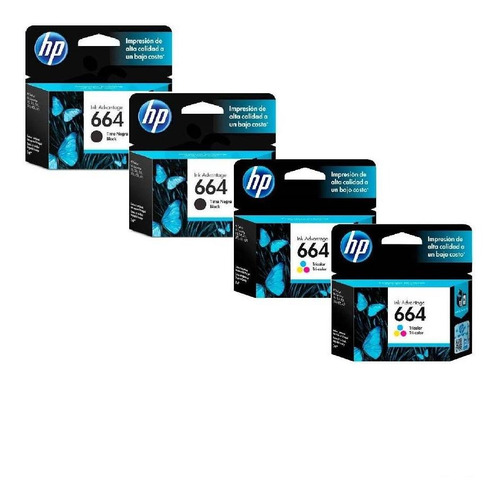 Kit Cartuchos De Tinta 664 Original 2 Negro Y 2 Tricolor