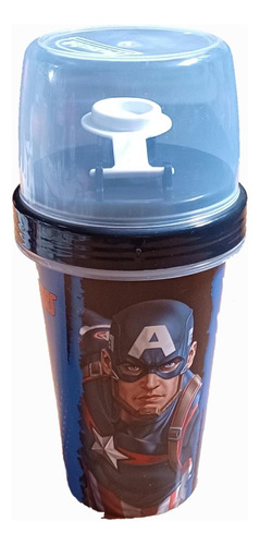 Vaso Milk Shake Con Tapa 320ml Capitan America Avengers