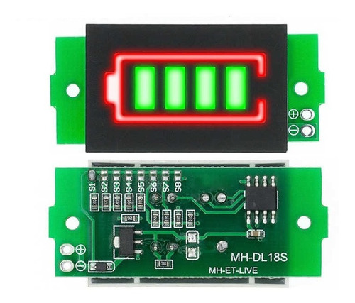 Indicador De Batería Litio Ajustable 1s A 8s Verde Lipo