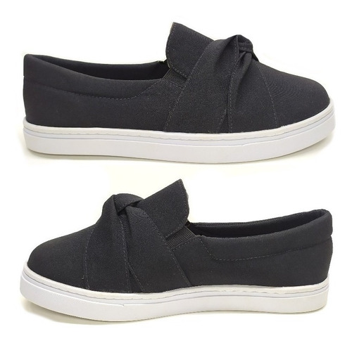 Imagem 5 de 7 de Tenis Feminino Slip On Jeans Laço Tamanho Grande 40 Ao 43
