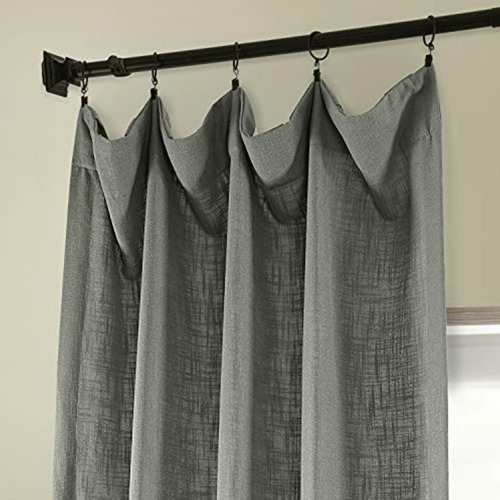 Hpd Heavy Faux Linen Curtain (1 Panel), 50 X 120, Grey Color Gris