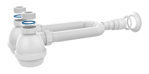 Imagen 1 de 2 de Sifon Doble Con Botella Extensible Para Fregadero