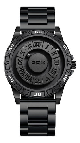 Relógio magnético Don para homens, bola de aço, pulseira preta impermeável, moldura preta, fundo preto
