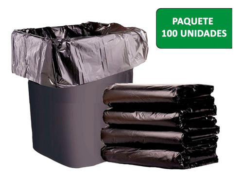 Bolsa Negra De Basura 40kilos Tipo A 90cmx120cm Pack 100 Uni