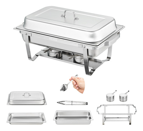 Vevor Juego De Buffet Chafer 6 Platos 7.5l Acero Inoxidable
