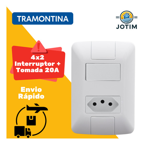 Tomada Com Interruptor 20a + Tecla 6a Tramontina Linha Aria