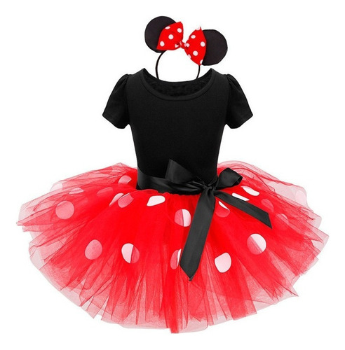 Vestido Rojo De Fiesta De Gala Para Niña De Minnie Mouse Con