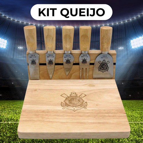 Kit Tabua De Corte Queijo Do Corinthians Com 6 Peças Oficial