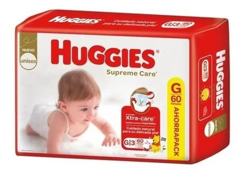 Pañales Huggies Supreme Care Talle G Por 60 Unid.( Kiara ) Tamaño Grande (G)