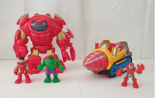 Hulkbuster Tony Stark Hulk + Taladro Iron Man Playskool