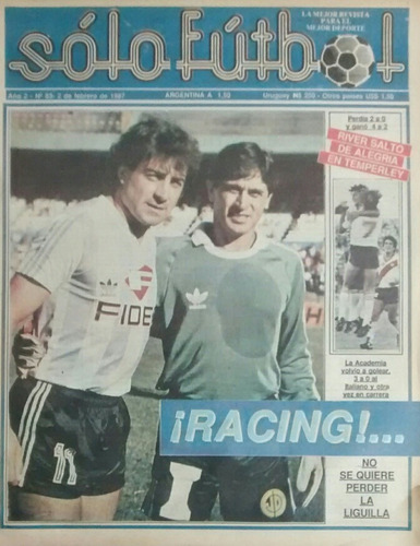 Revista Solo Futbol 83 Tapa Racing, Figuritas Defensa Y Jus.