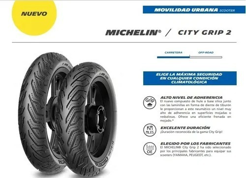 Llantas Michelin 120/70 Y 130/70-12 City Grip 2 Uso S/cámara