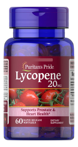 Licopeno Licopeno, 20 mg, 60 cápsulas blandas, sabor insípido Puritan's Pride