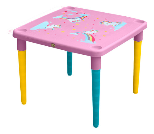 Mesa Infantil Colores Patas Desmontables Niños Arte Color Rosa Unicornio
