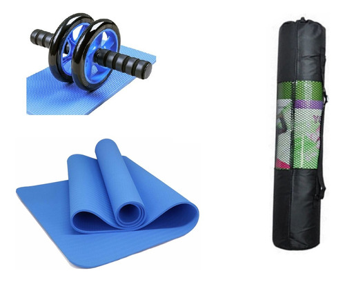 Mat Yoga Colchoneta 6mm + Bolso + Rueda Abdominal