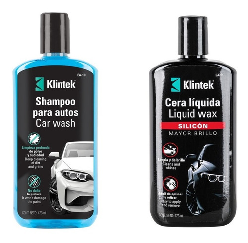 Kit De Limpieza Para Autos Shampoo + Cera Siliconada