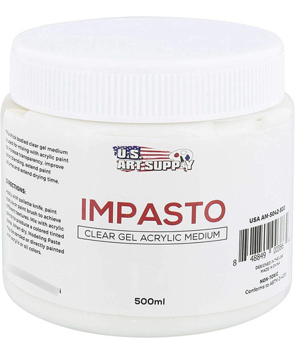 U.s. Art Supply Impasto Clear Gel Acrylic Medium, 500ml Tub