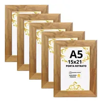 Comprar Kit 5 Porta Retratos 15x21 A5 Moldura Cu002F Vidro Mesa E Parede