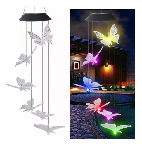 Lampara Colgante Led Solar Colibrí Multicolor Jardin Terraza