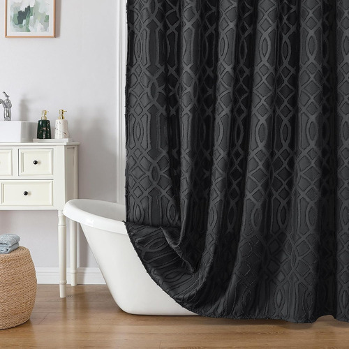 Cortina De Ducha Negra Owenie Para Baño, Cortina De Ducha De