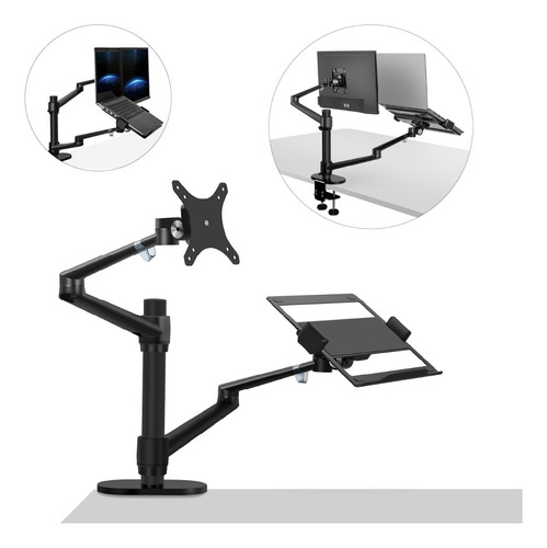 Soporte De Escritorio Doble Brazo Monitor + Porta Notebook