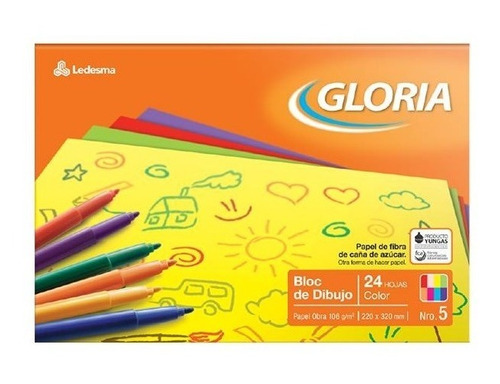 Block Para Dibujo Gloria Color Nº 5 X 24 Hojas