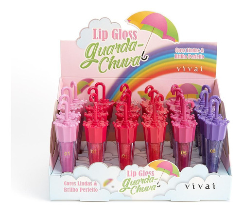 Caixa Box 24 Unid Lip Gloss Labial Guarda-chuva Brilho Vivai