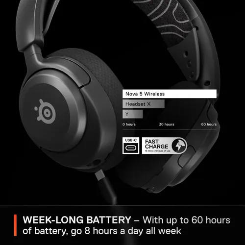 Auriculares Steelseries Arctis Nova 5 Wireless, 60h, Bt Preto