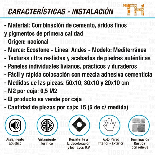Revestimiento Pared Simil Piedra Ecostone Mediterranea Andes