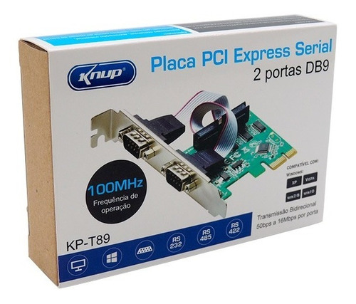 Imagem 1 de 10 de Placa Pci Express Serial 2 Portas Rs232 Rs485 Rs422 Kp - T89