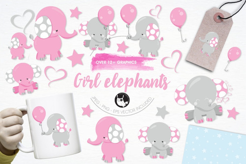Kit Imágenes Digitales Baby Shower Elefantes 380572