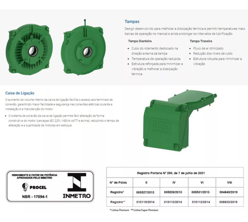 Motor Elétrico 5 Cv Weg Premiun 220v/440v Ip55 W22 Trifásico