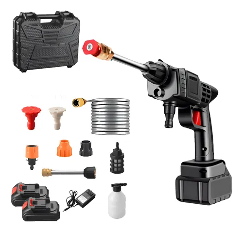 Lavadora Jato Alta Pressão Portátil Recarregável 2 Baterias Preto 48v 60