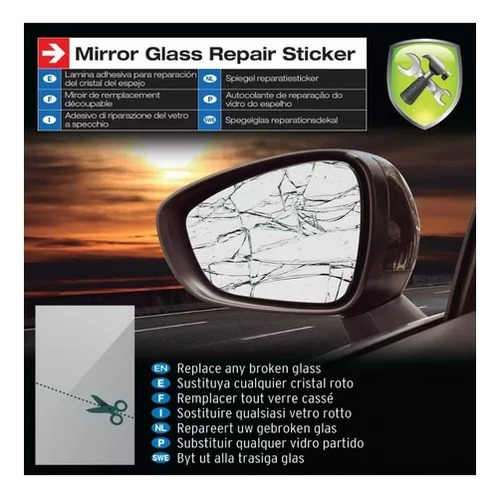 Vinilo Espejo Lamina 20x12.5cm Repara Espejo Retrovisor Auto