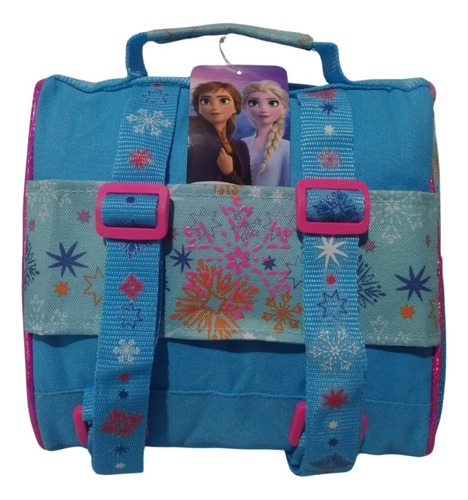 Mochila De Carrinho Lancheira Estojo Chenson Frozen Cor Azul Desenho Do Tecido Lisa