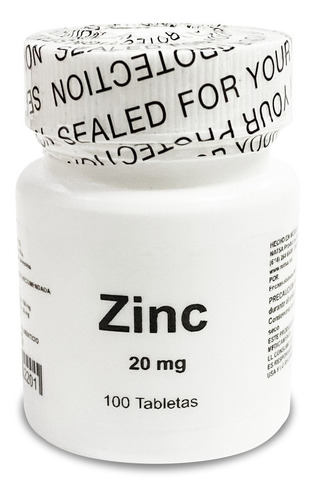 Zinc 20 Mg, 20 Frascos Con 100 Tabs C/u