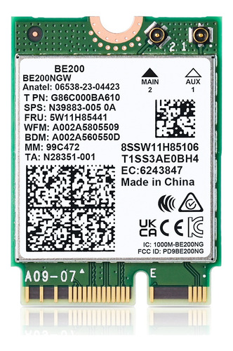 Tarjeta De Red Be200 Wifi7, Adaptador Wifi 5.4 Tribanda, 800