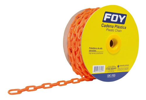 Cadena Plástica 8 Mm X 5/16  25 Mt 80 Kg Naranja Foy 14 /v