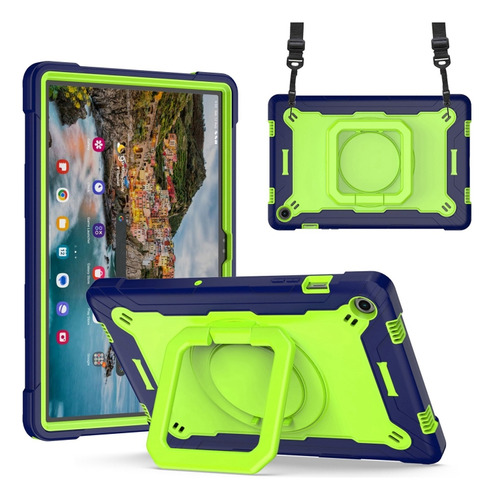 Funda Híbrida De Pc Amarilla Y Verde Para Samsung Galaxy Tab