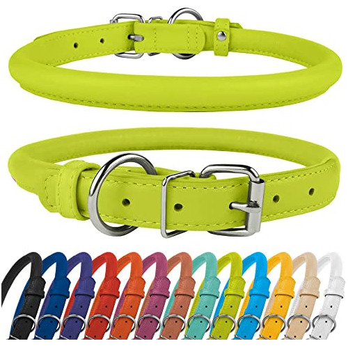 Cuero Laminado Collar De Perro, Rellenado Suave Redondo Del 