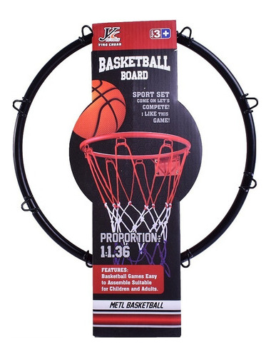 Aro De Basquet Metalico Con Red Mas Pelota E Inflador 