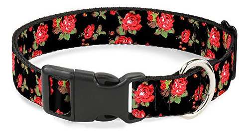 Collar Para Perro Con Cierre De Cinturón De Rosas Rojas Disp
