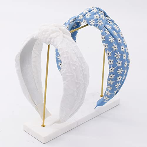 Diademas Anudadas Bordadas Begood Para Mujer, Color Blanco