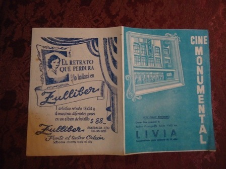 Programa De Cine Monumental - Abril 1957 - Pelicula Livia
