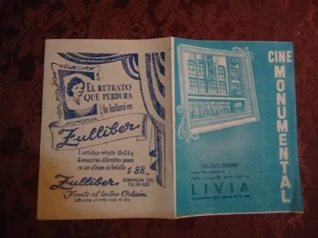 Programa De Cine Monumental - Abril 1957 - Pelicula Livia (Usado)