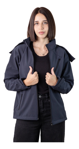 Campera Neoprene De Mujer Azul Softshell Impermeable Polar