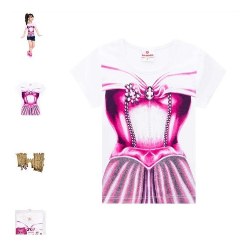 Imagem 1 de 2 de Camiseta Infantil Menina  Estampa  Vestido De Princesa