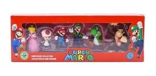 Kit 6 Personagens Super Mario Toad Luigi Yoshi Peach Donkey