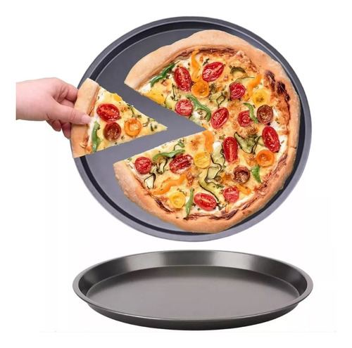 Forma Assadeira Redonda Pizza 33cm Antiaderente Grande Aço