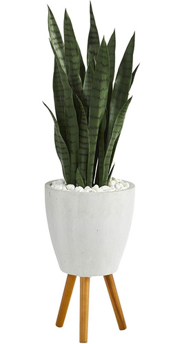 4 Pies Planta Artificial Sansevieria En Maceta Blanca C...